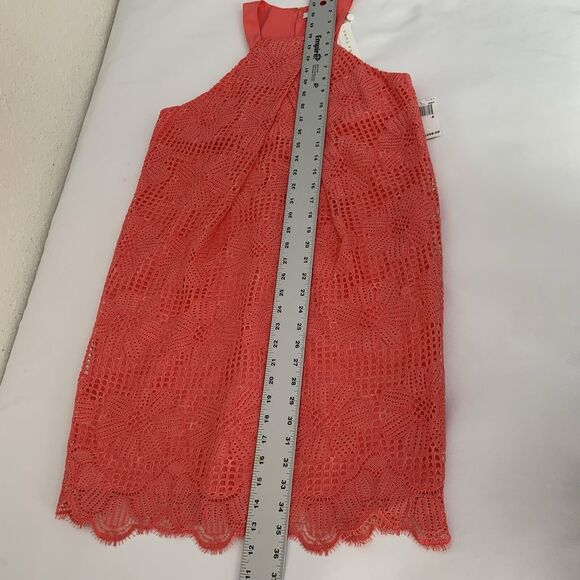 NWT Trina Turk Felisha Dress Women 4 Guava Pink Lace Halter Pockets Resort $298 - Picture 9 of 11